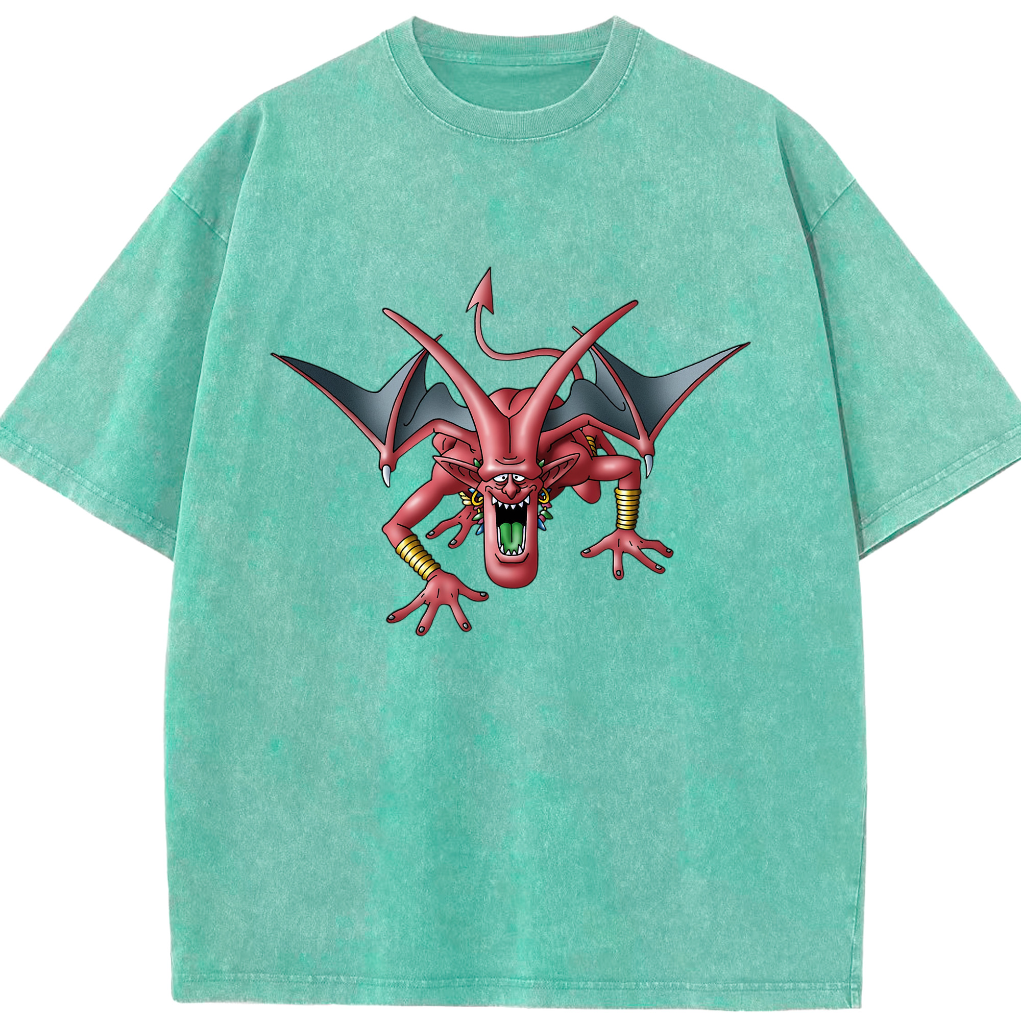 （画像用） ドラゴンクエスト Doragon Kuesuto Dragon Quest 綿100% ヴィンテージ風 半袖Tシャツ（フロントプリント）